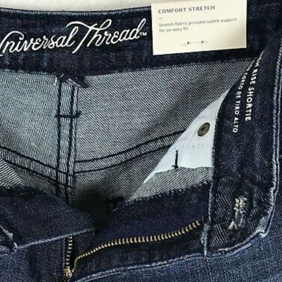 Nwt DARK DENIM HIGH RISE SHORTIE SHORTS - Picture 3 of 7